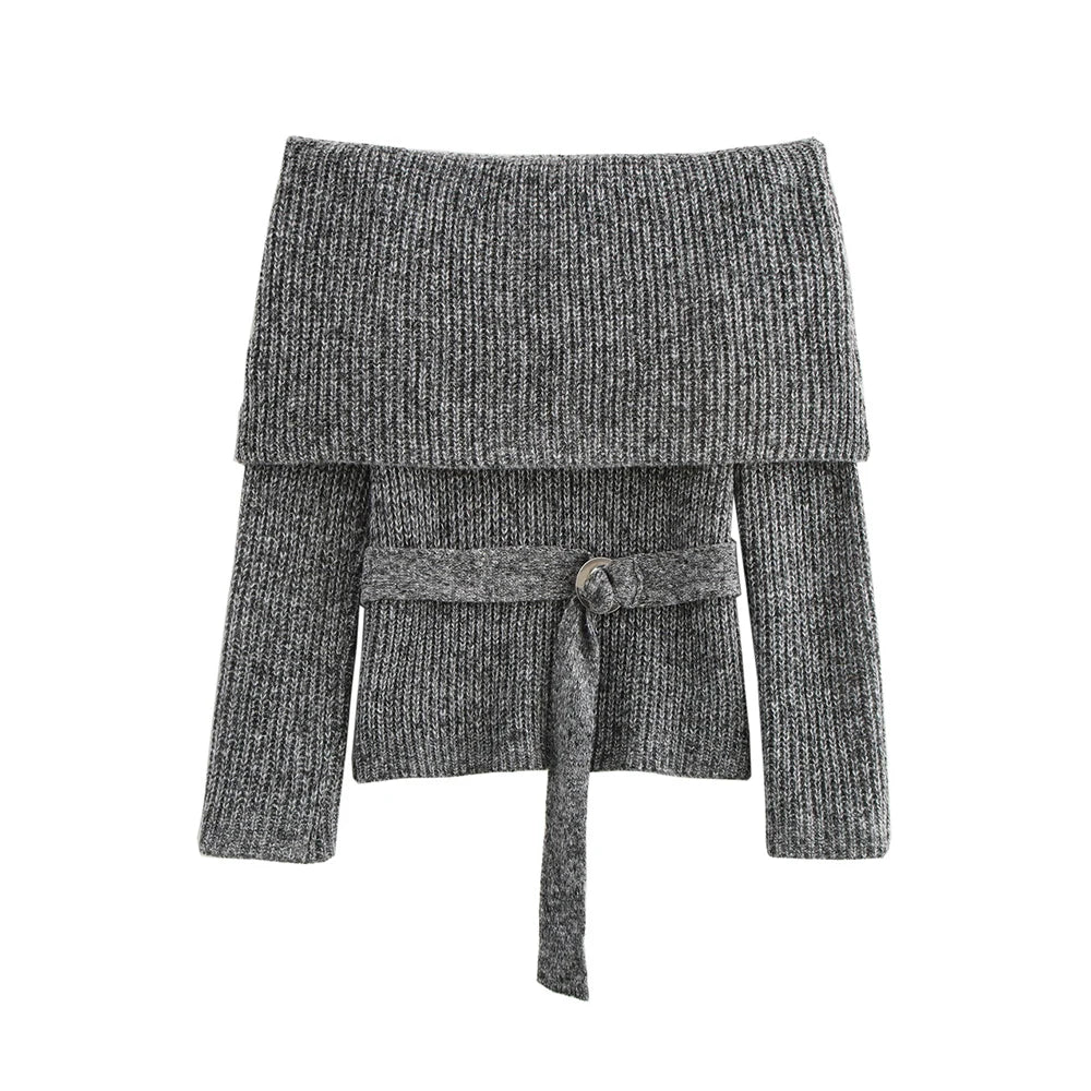 Casual Solid Knitting Slash Neck Sweater