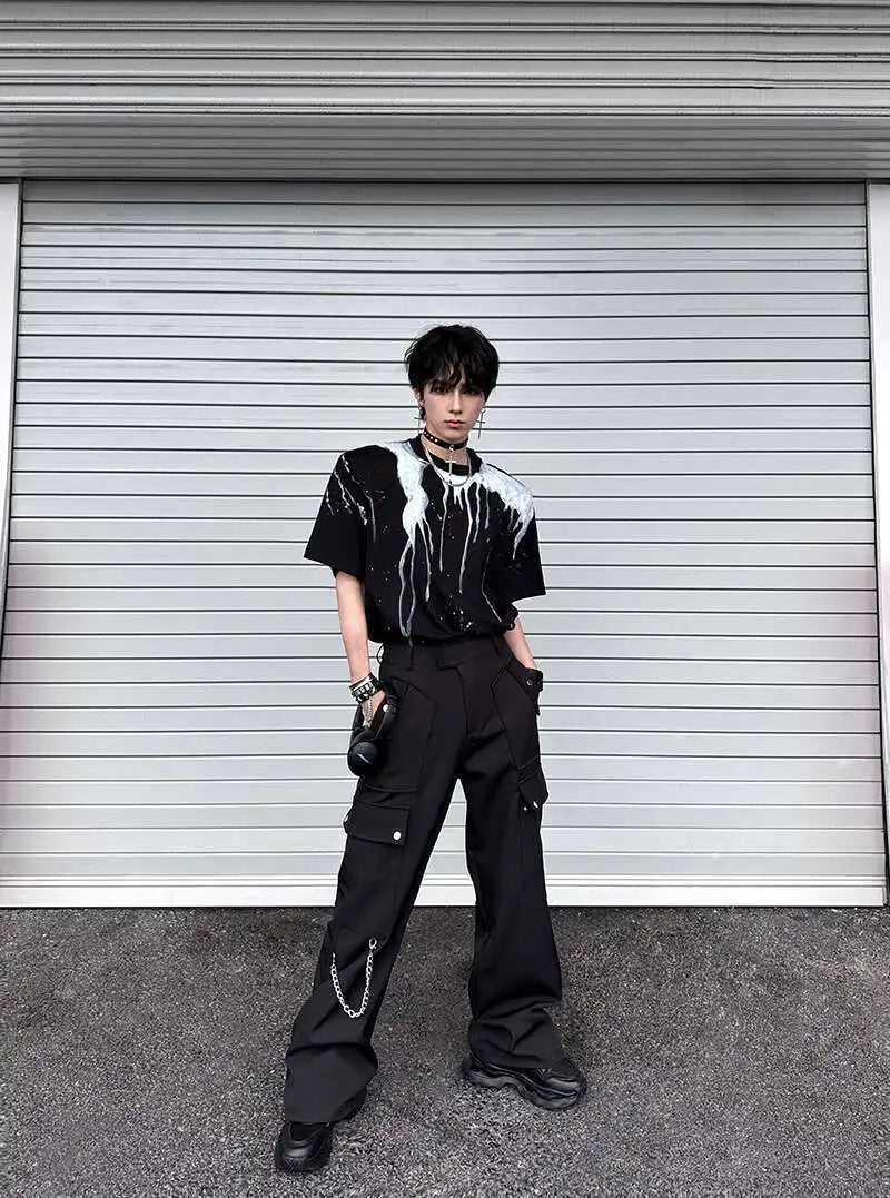 Ink Splash Round Collar Casual T-Shirt