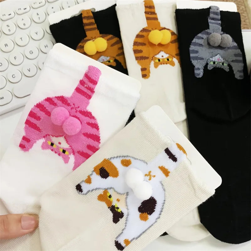 Cute Cartoon Cat Egg Stacking Socks