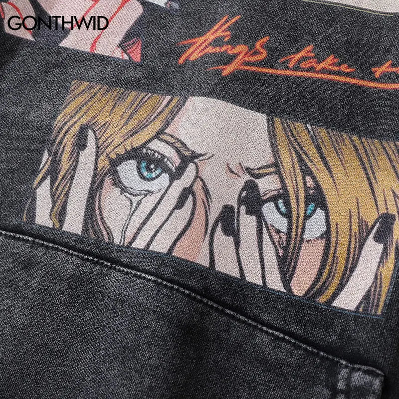 Vintage Anime Eyes Graphic Hoodie