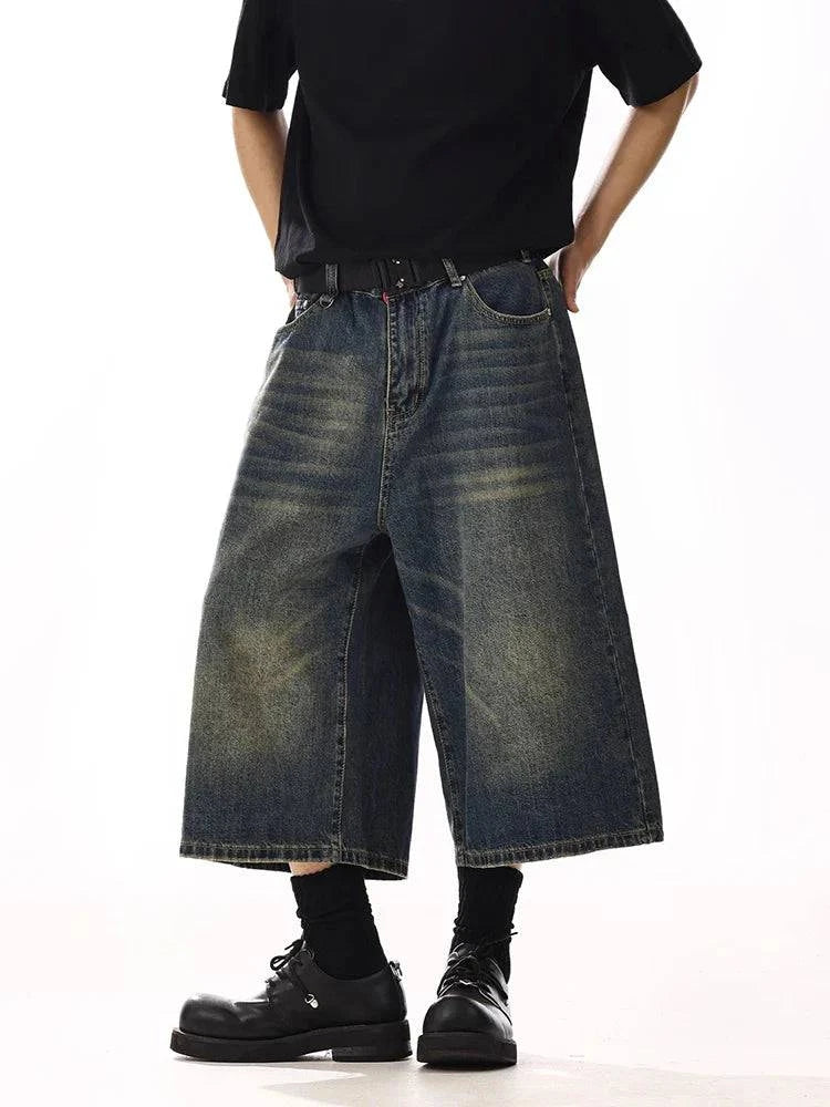 Vintage Trendy Distressed Denim Loose Fit Jorts