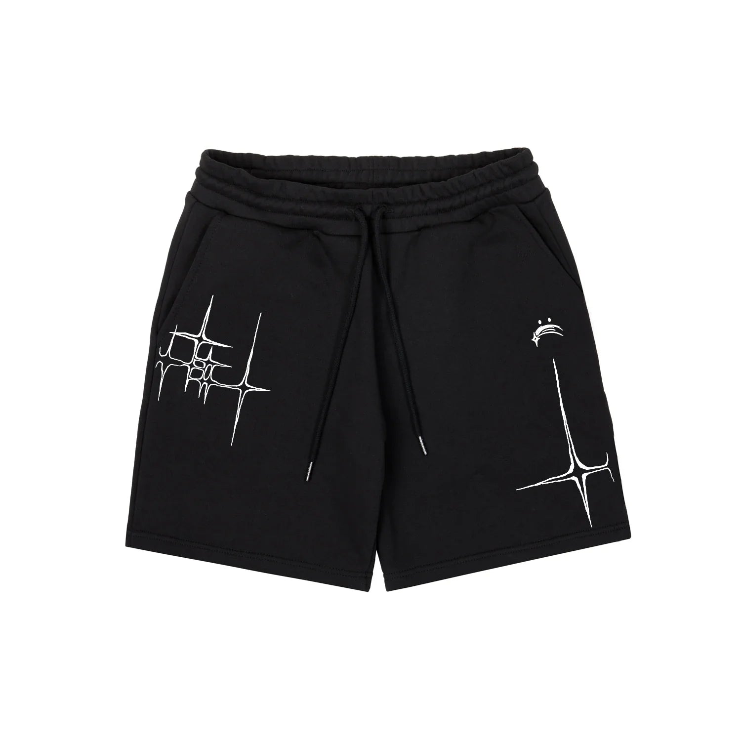 Pantaloncini oversize con stampa grafica lirica