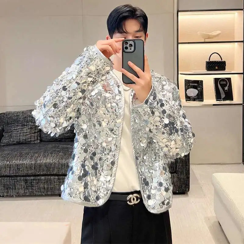 Trendy Stylish Sequin Splicing Street Jacket