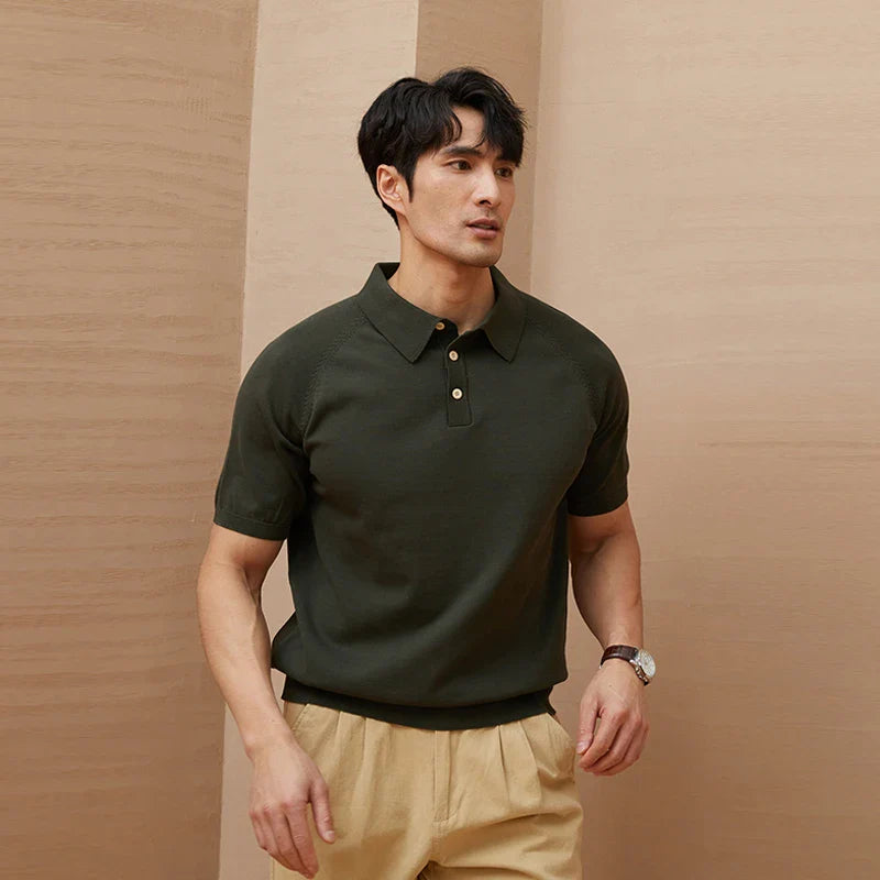 Classic Comfort Luxury Knitted Polo Short Sleeve T-Shirt
