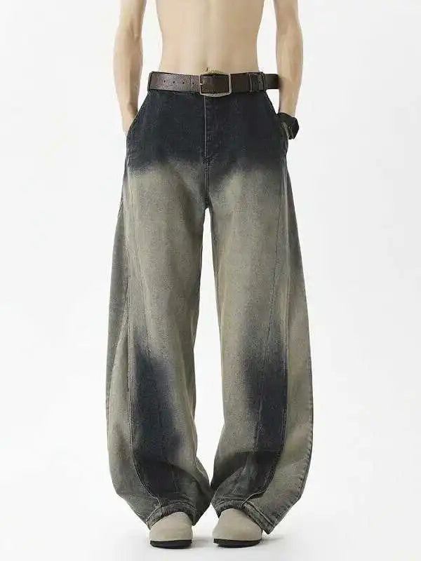 Blauwe casual jeans met hoge taille en wijde pijpen
