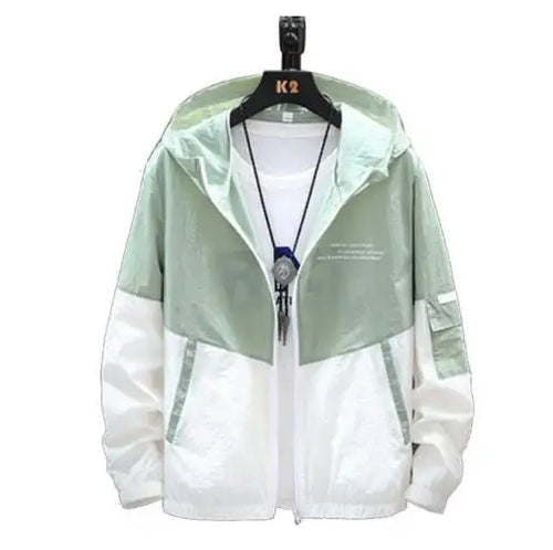 Giacca college patchwork impermeabile - Verde / 2XL