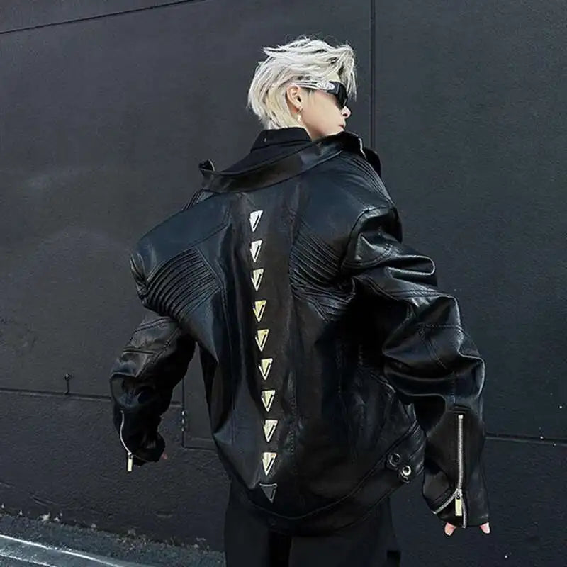 Metallic Deconstruction Darkwear Leather Jacket