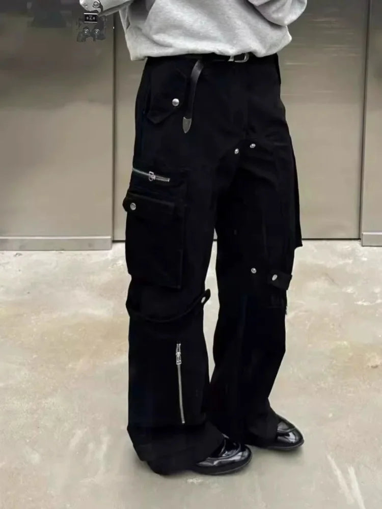 Y2K Black Cyber Slim Cargo Jeans