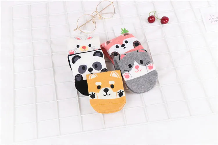 Cozy Animal Print Cotton Socks Collection