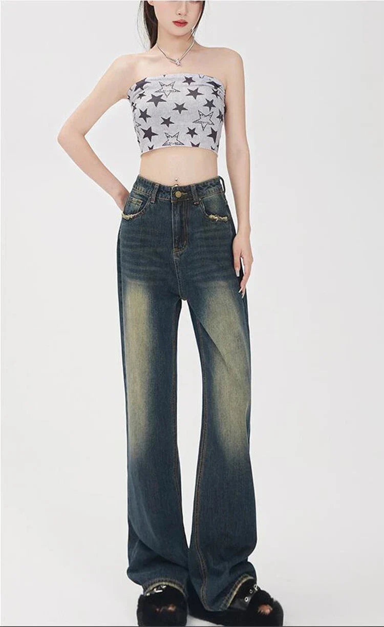 Women Streetware High Waist Wide Leg Jeans