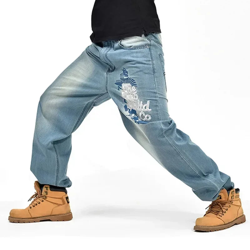 Men's High Waist Baggy Skateboard Jeans
