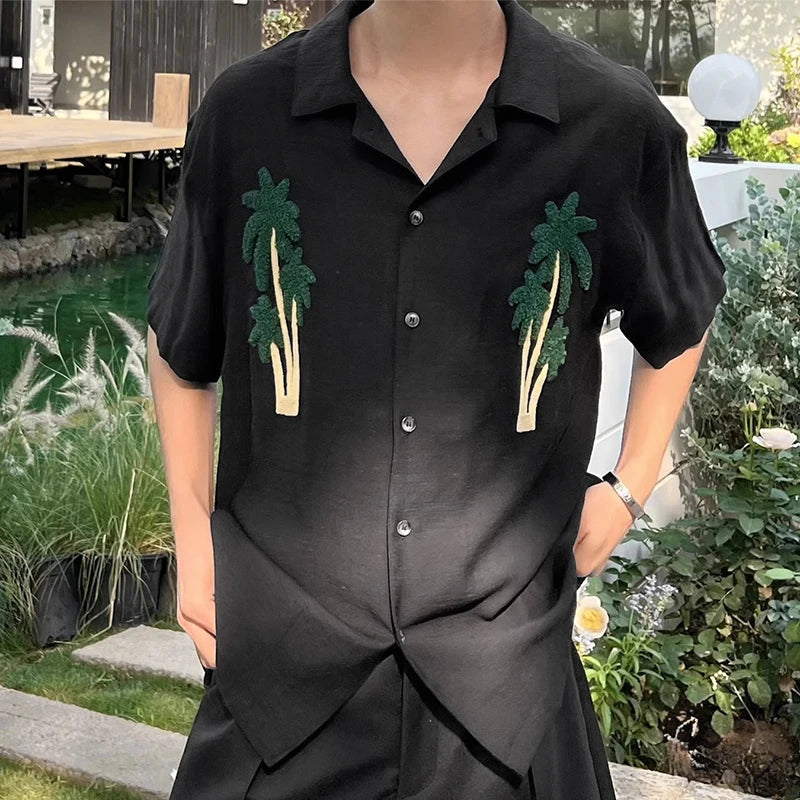 Cozy Patchwork Lapel Short Sleeve Shirt