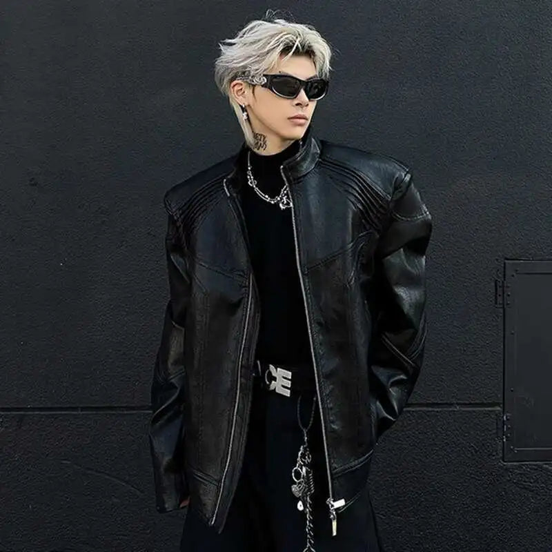 Metallic Deconstruction Darkwear Leather Jacket