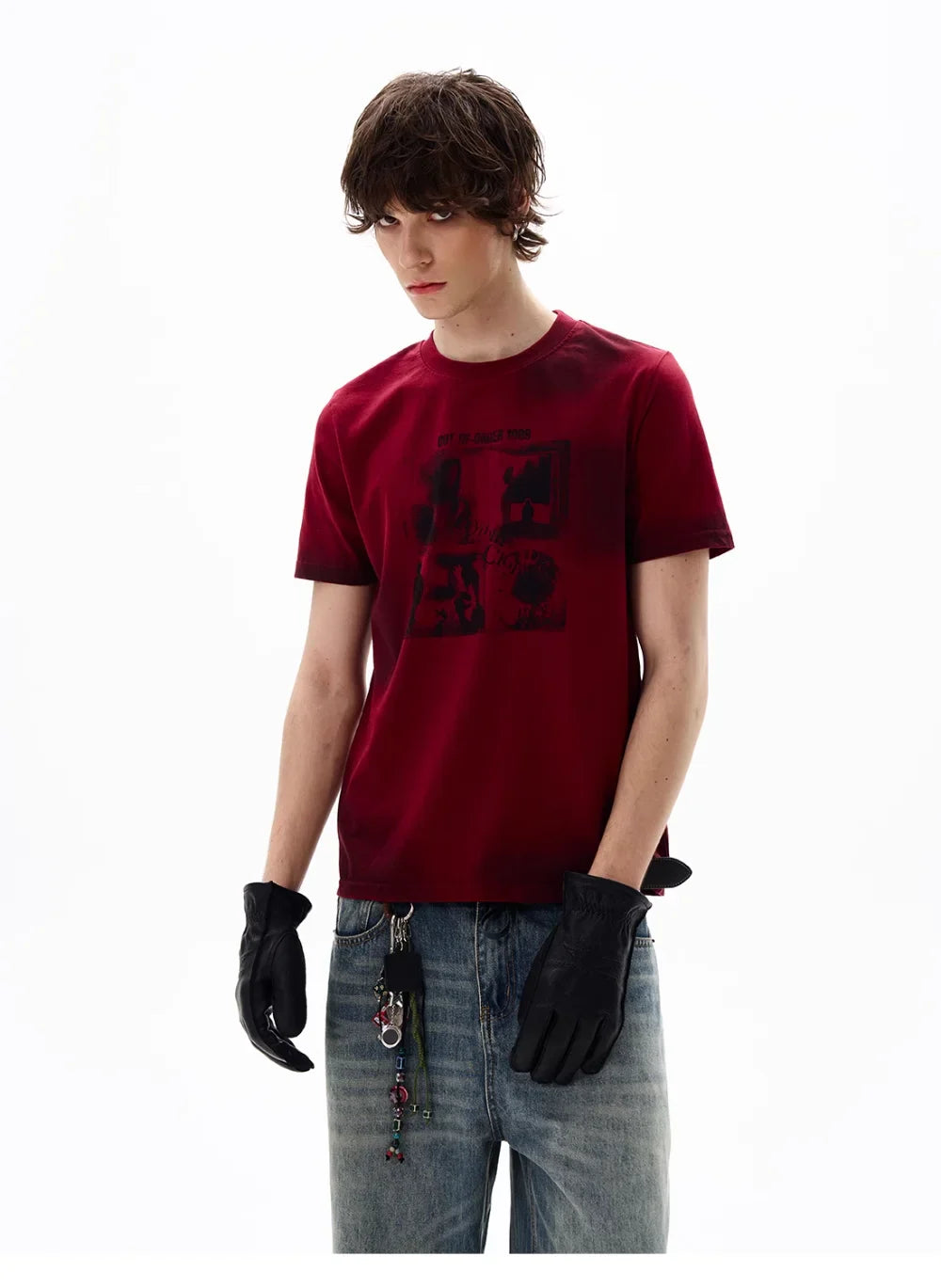 Plush Retro Red Short Sleeve Vintage T-Shirt