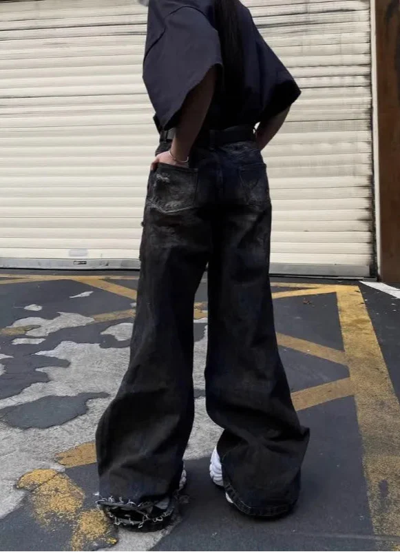 Vintage Cool Ripped Loose Fit Wide Jeans