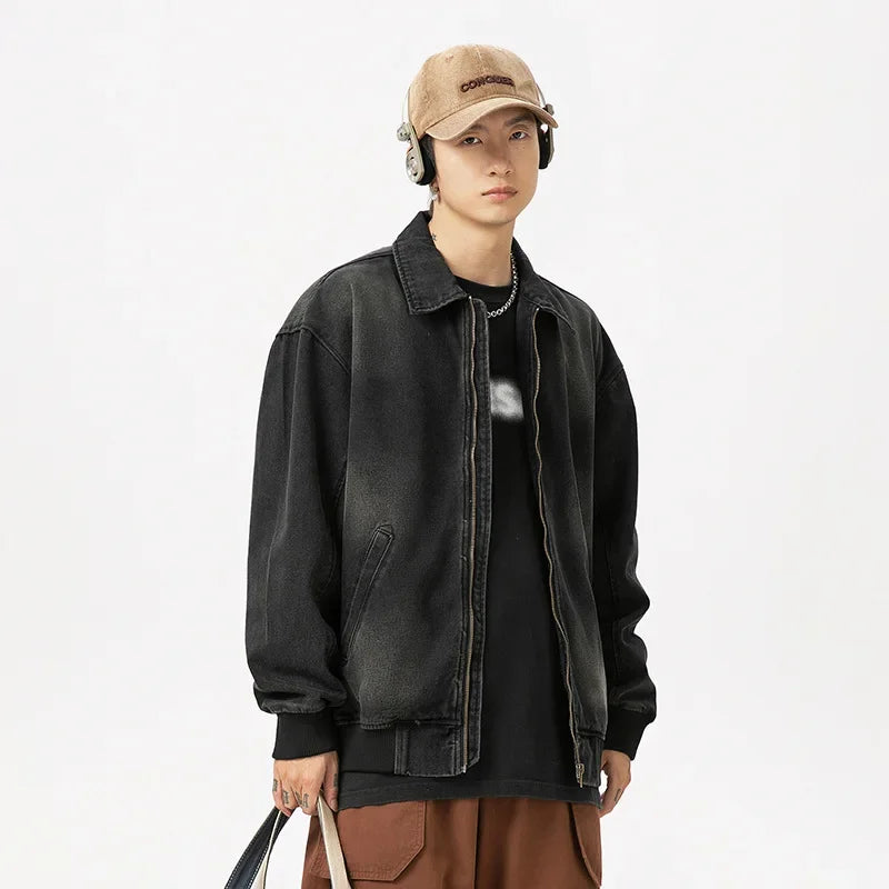 Fashionable Retro Stylish Zipper Splice Jacket