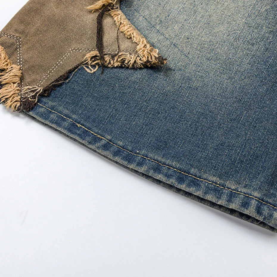 Vintage denim shorts met sterrenpatch