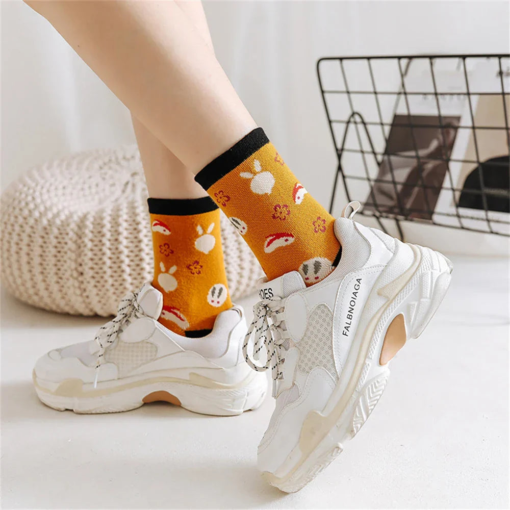 Soft Cotton Cute Cat Dandelion Socks