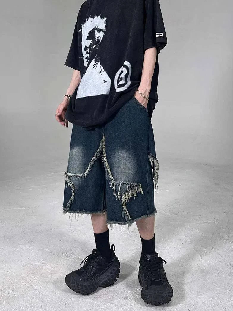 Jorts vintage à franges étoilées