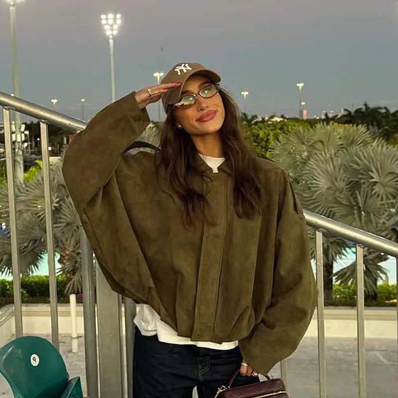 Elevated Vintage Suede Texture Lapel Jacket