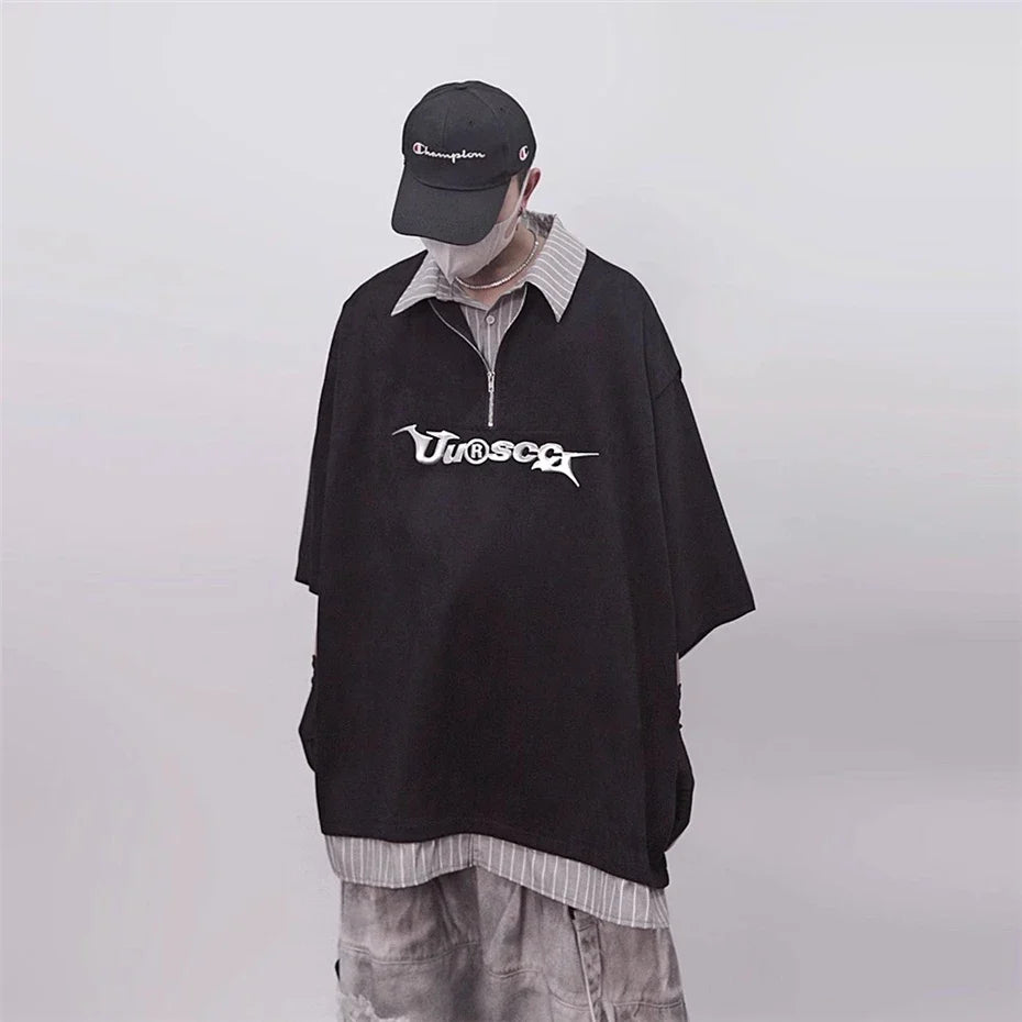 Punk Vintage Oversized Polo T-Shirt