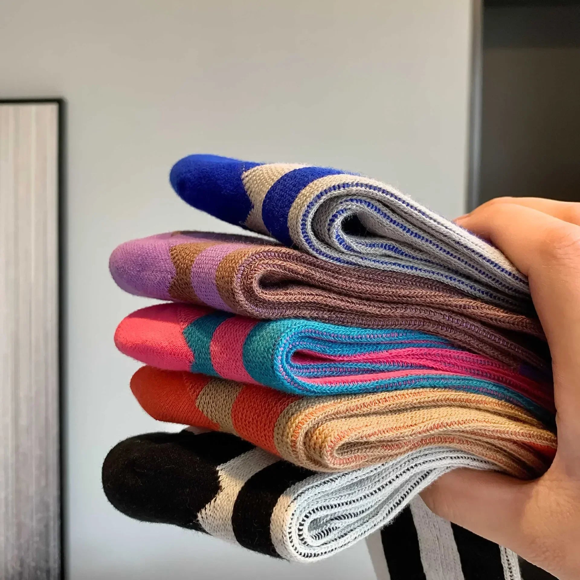 Color Matching Stripes Tube School Socks Cotton