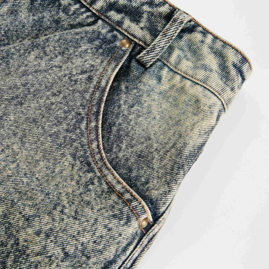 Vintage Camouflage Patchwork Denim Shorts Jeans