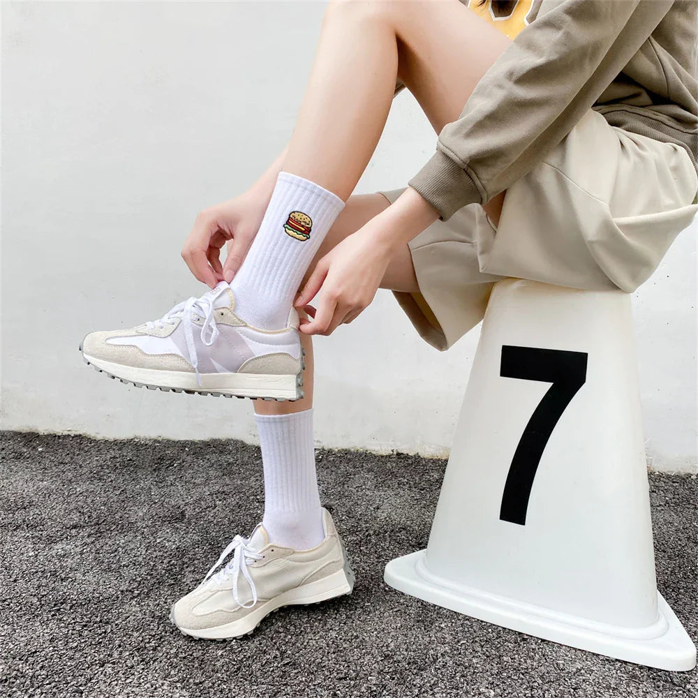 Cozy Embroidered Funny Winter School Socks