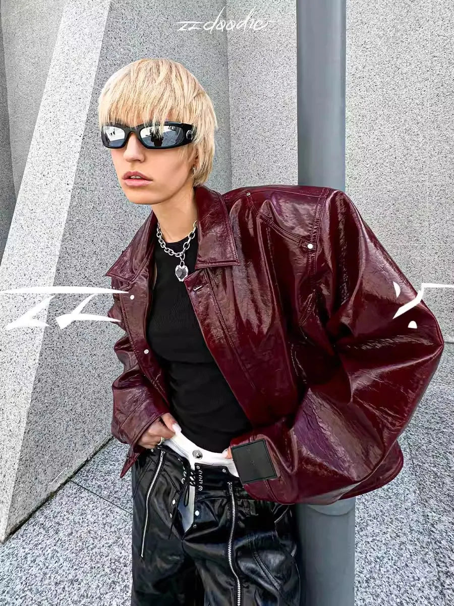 Durable Autumn Cool Oversized PU Leather Jacket
