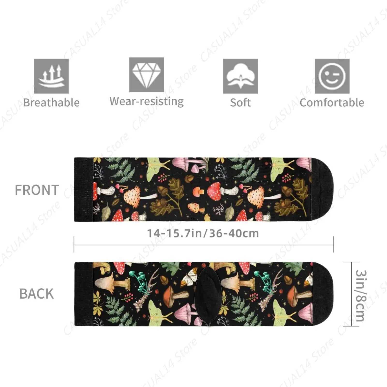 Funny Novelty Mushroom Crew School Socks