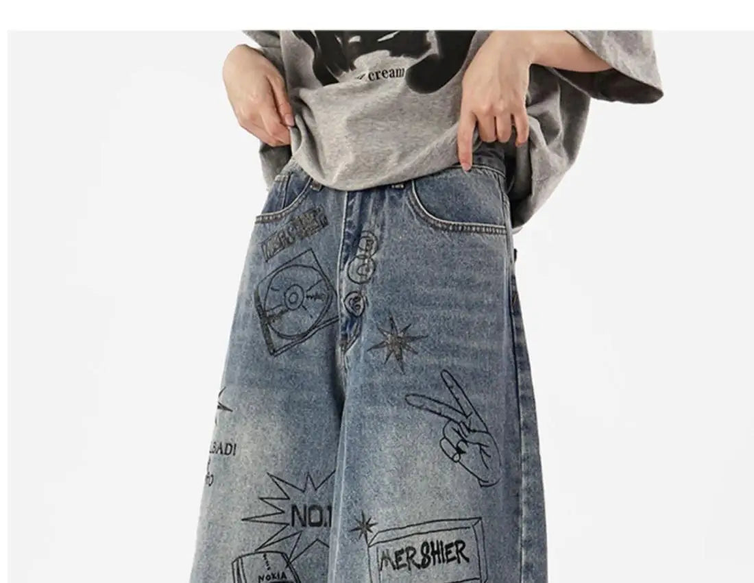 Y2K Women's Printed Washed Jorts
