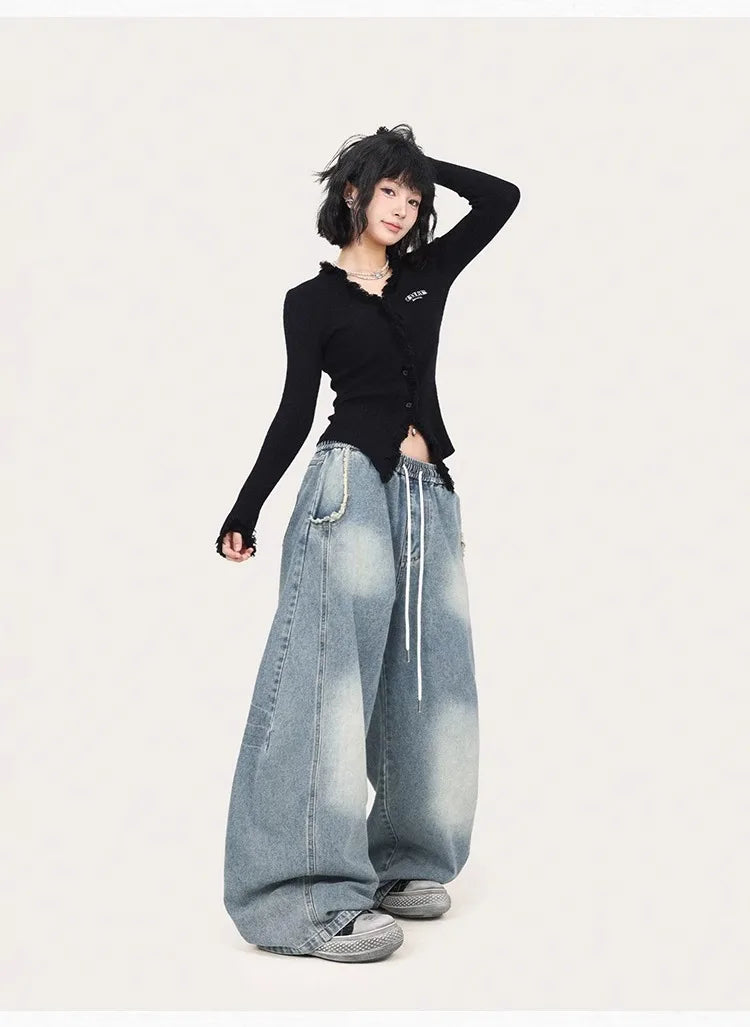 Blue Jazz Frayed Denim Long Jeans