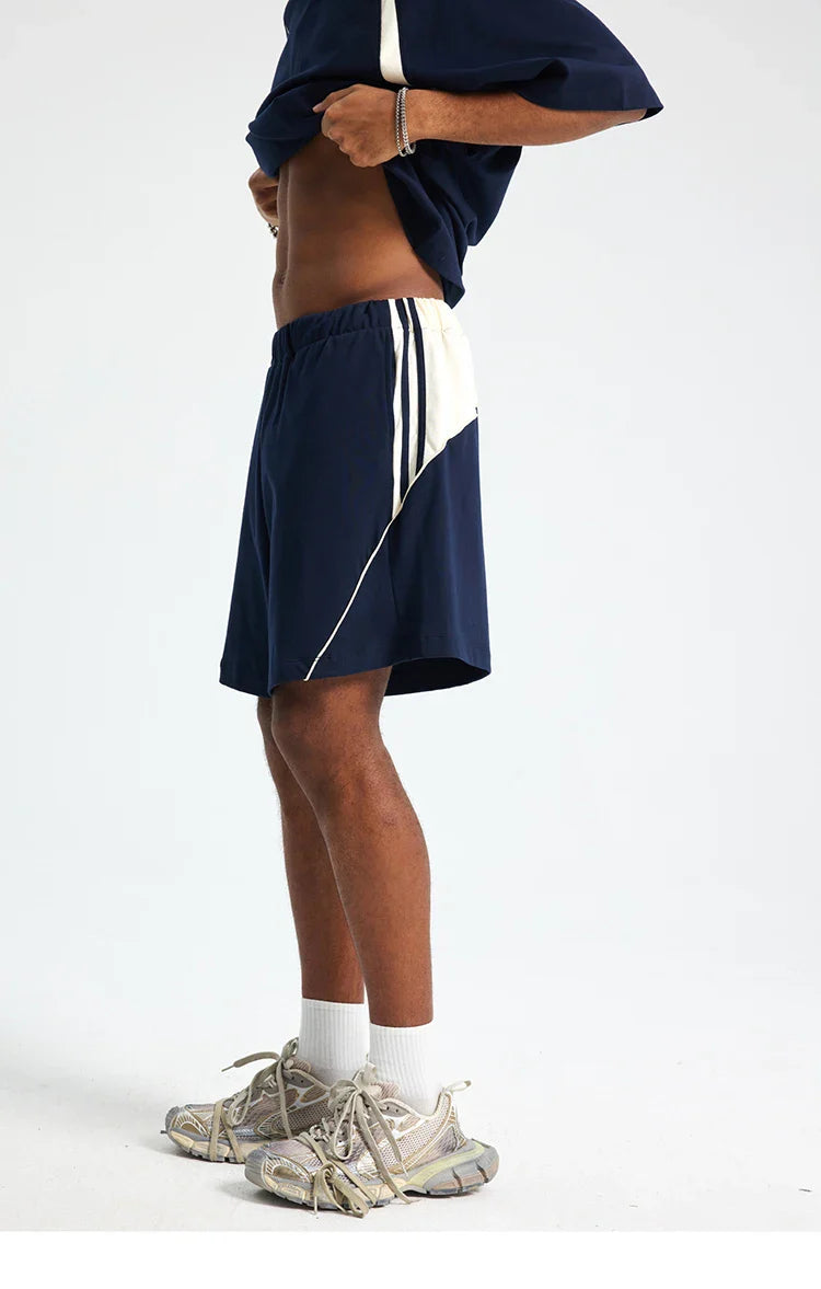 Pantaloncini larghi a righe patchwork