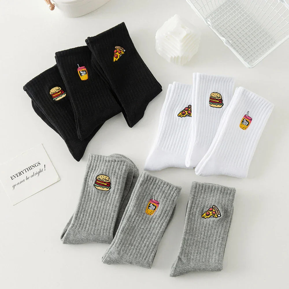 Cozy Embroidered Funny Winter School Socks