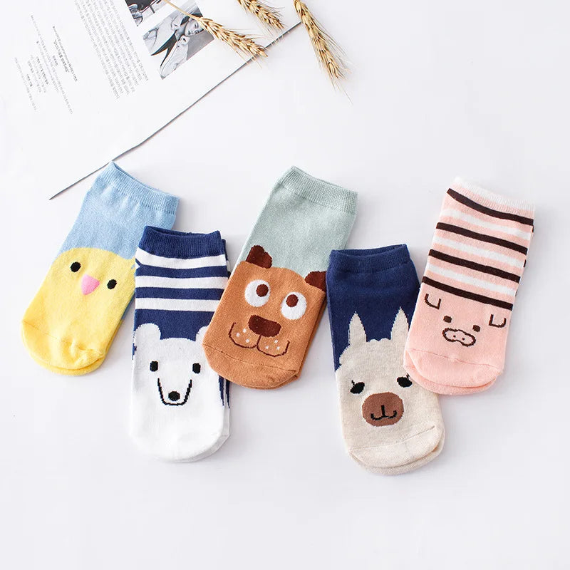 Cute Animal Print Womens Ankle School Socks
