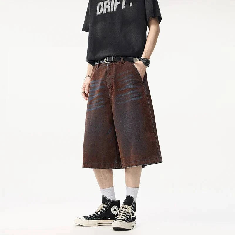 Insulated Cool Brown Washed Wide Leg Jorts