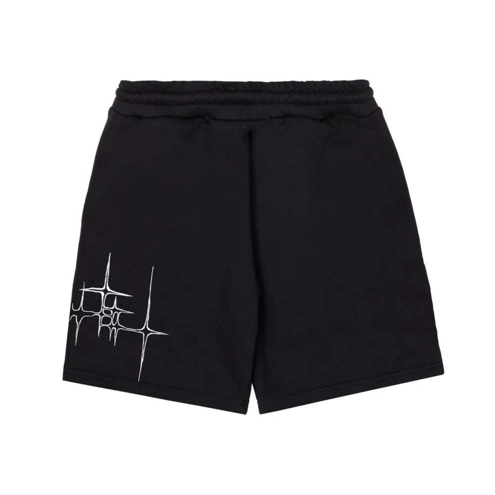 Pantaloncini oversize con stampa grafica lirica