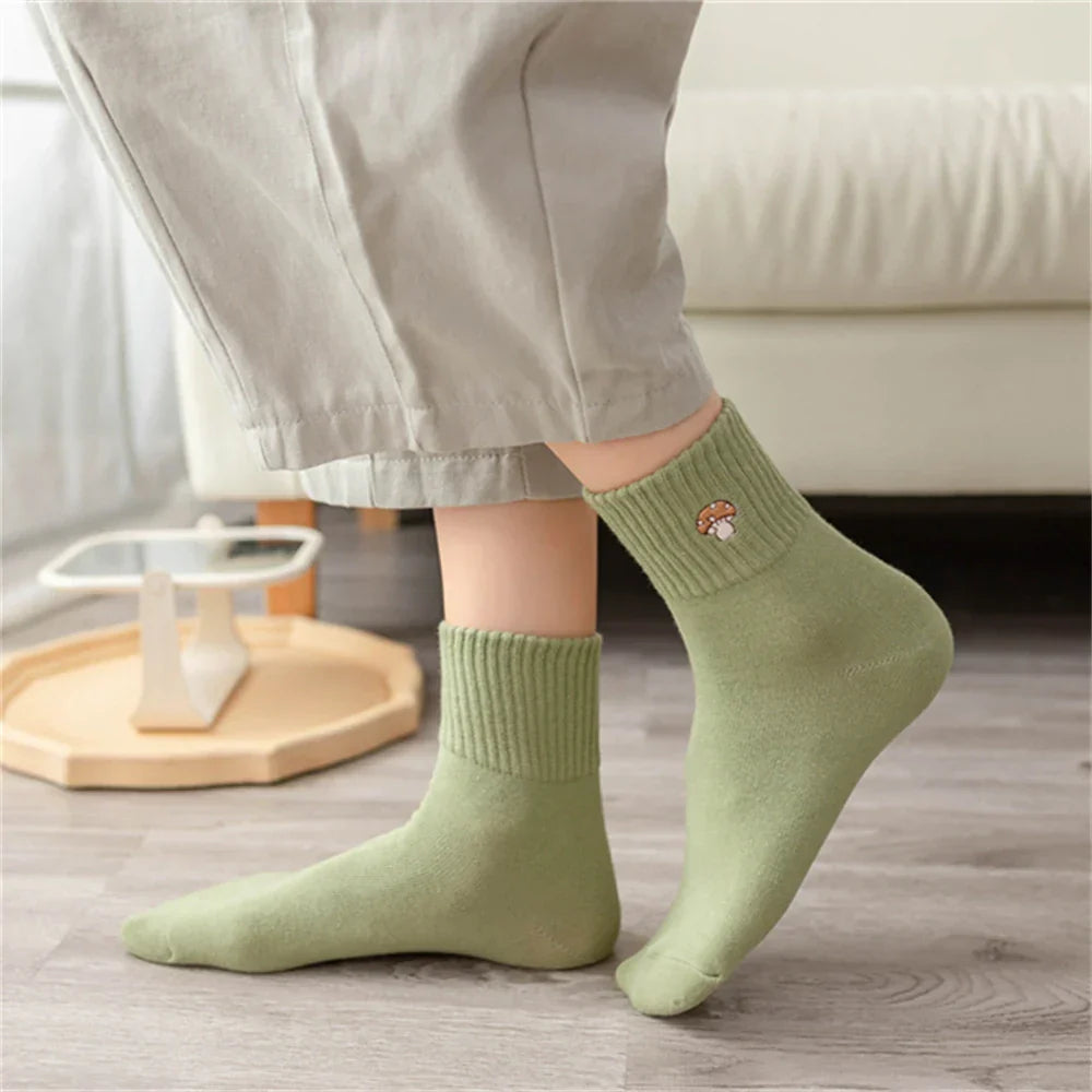 Cute Cartoon Mushroom Patterned Socks Casual