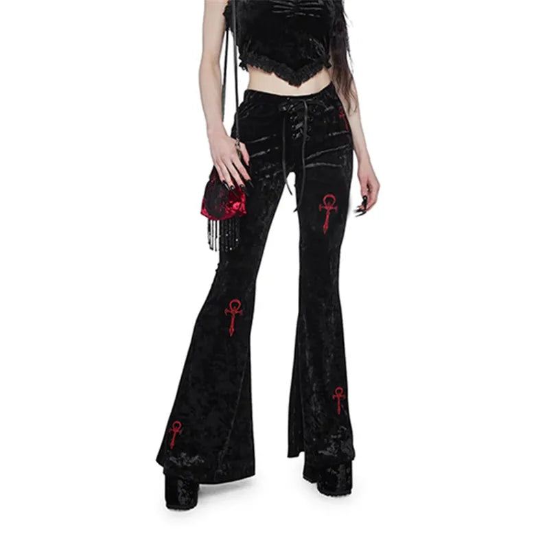 Velvet High Waist Flare Pants