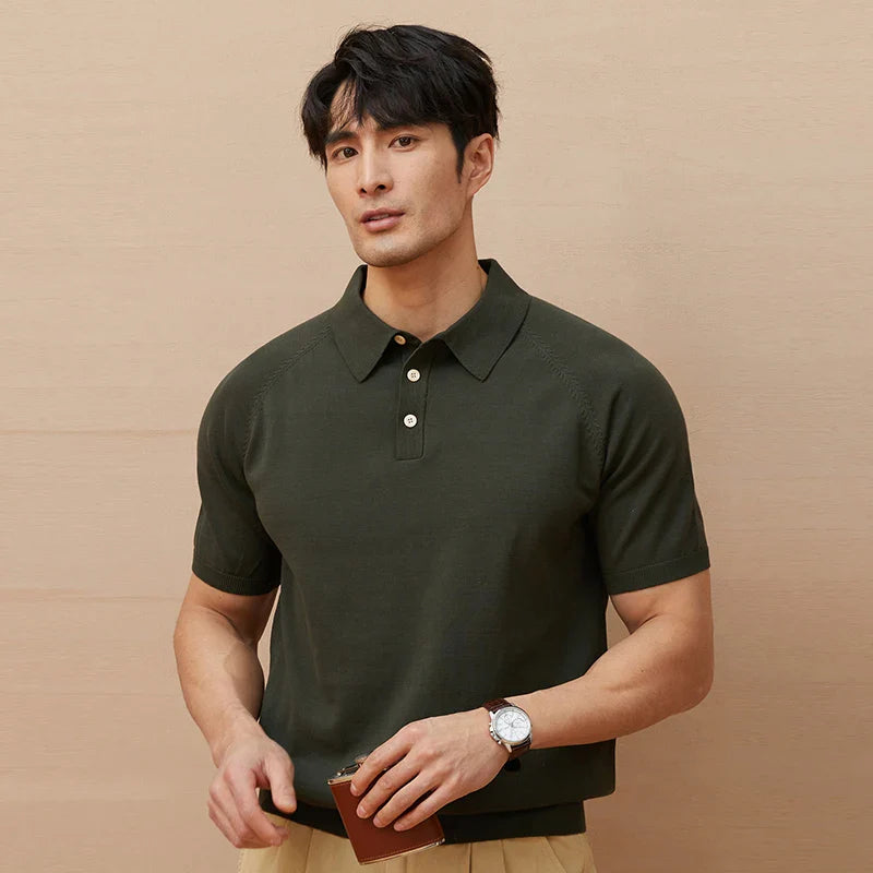Classic Comfort Luxury Knitted Polo Short Sleeve T-Shirt