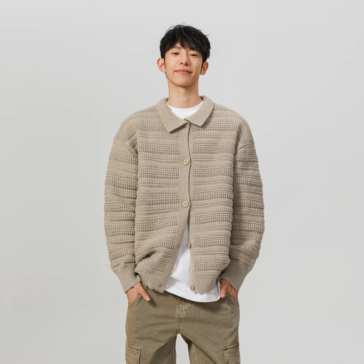 Fashionable Retro Loose Knitted Stripe Sweater