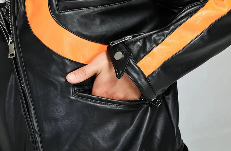 Men Luxury Handsome Patchwork Leather Jacket