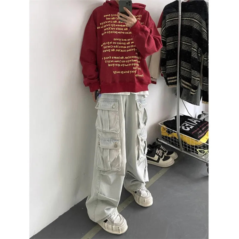 Men's Patchwork Straight Cargo Jeans