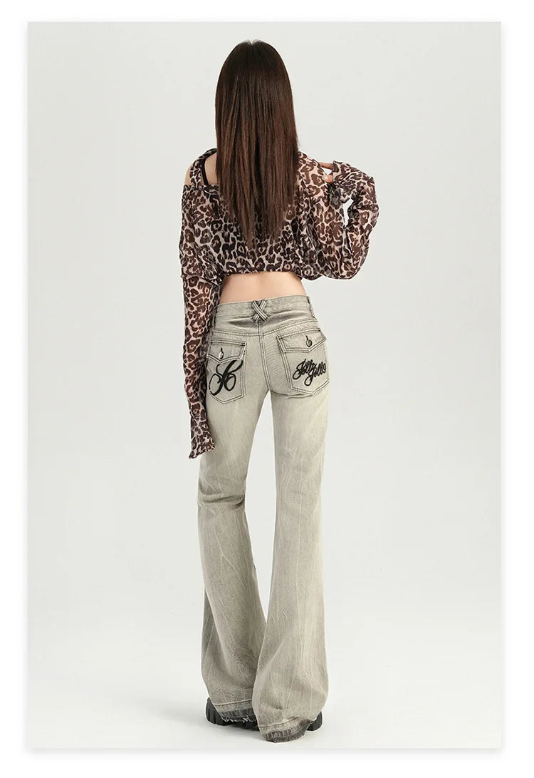 Stylish Flare Mid-Waist Stretch Jeans