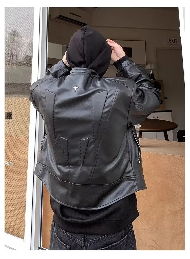 Retro Hip Hop Motorcycle Leather Jacket