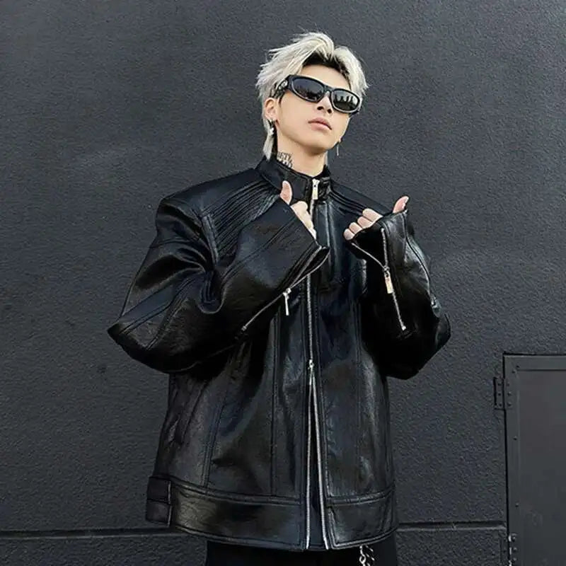 Metallic Deconstruction Darkwear Leather Jacket
