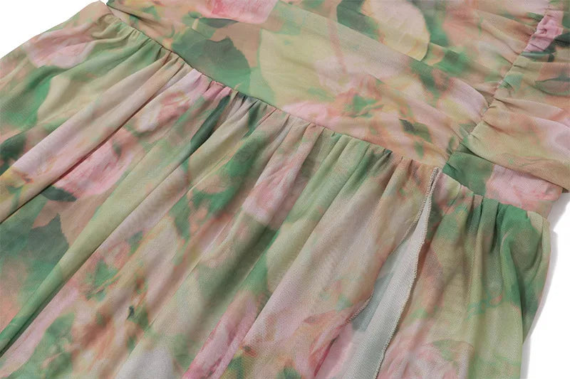 Ruched Floral Maxi Dress