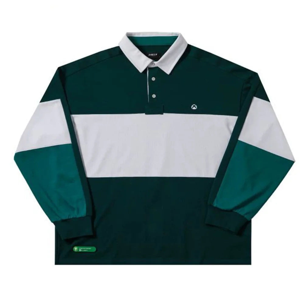 Color Blocked Patchwork Long Sleeve Polo T-Shirt