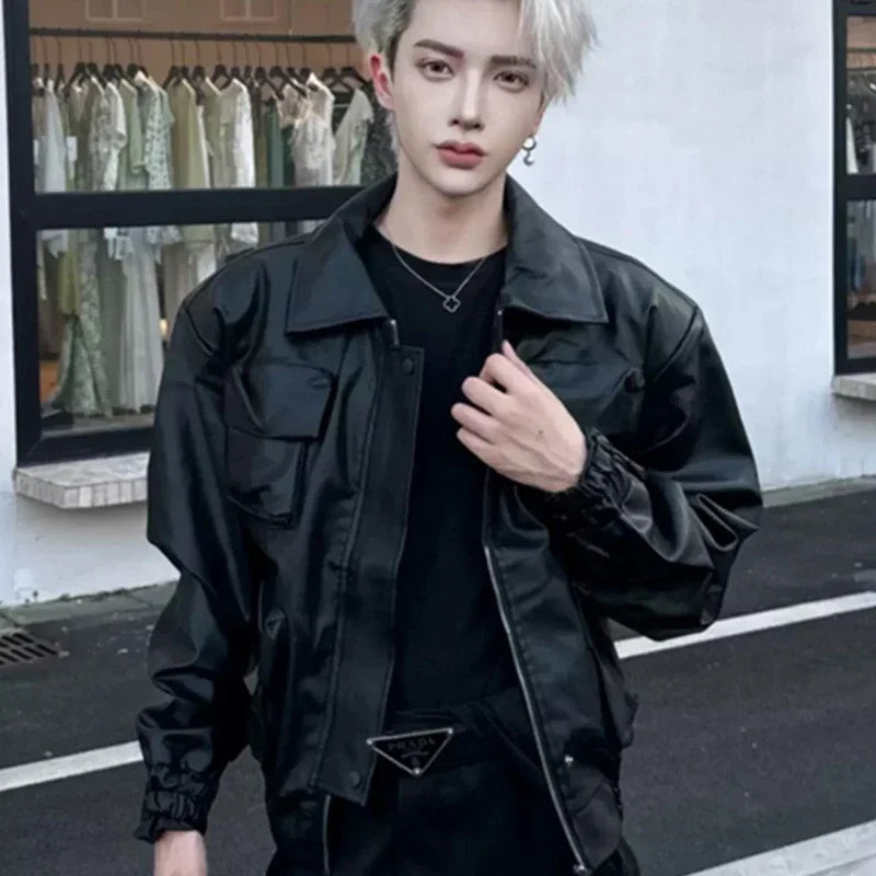 Handsome American Retro Motorcycle Leather Jacket