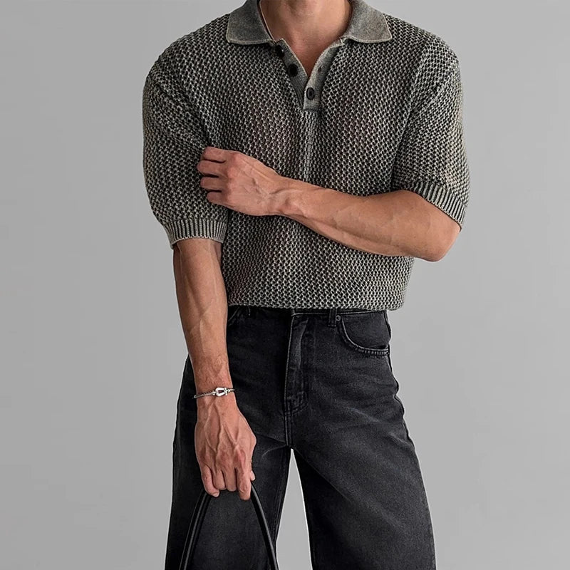 Casual Relax Luxury Hollow Out Style Polo T-Shirt